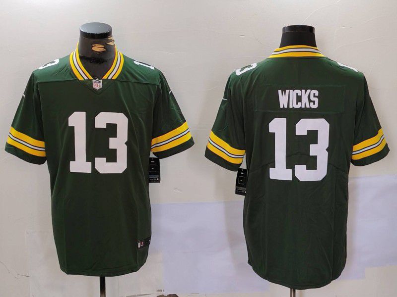 Men Green Bay Packers #13 Wicks Green 2024 Nike Vapor Limited NFL Jersey->new york mets->MLB Jersey